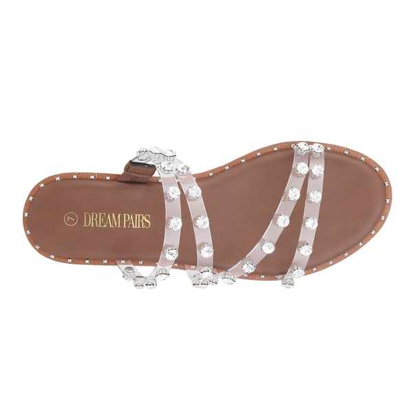 Clear Studded Rhinestone Flat Sandals - CLEAR RHINESTONE - 3